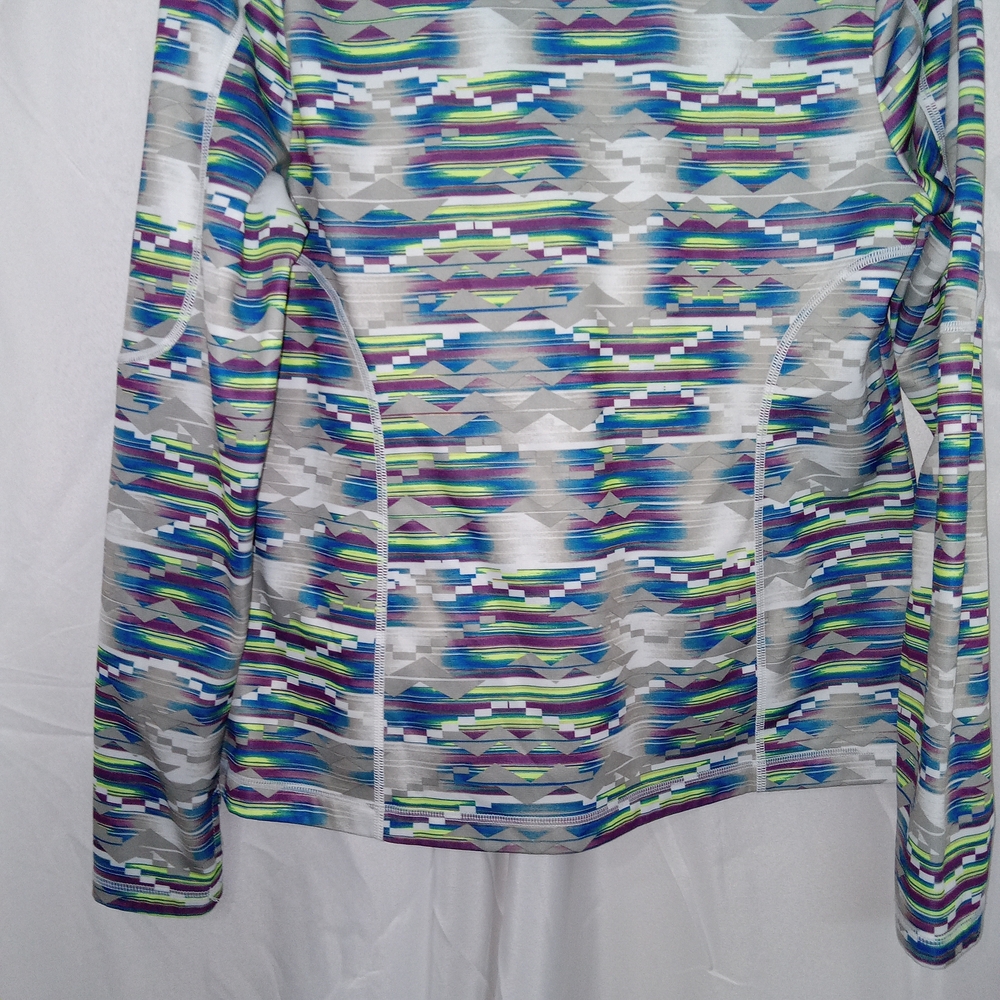 FILA Quarter Zip Pullover Geometric Neon Colors Fleece Lined Womens Size Large - Picture 8 of 15
